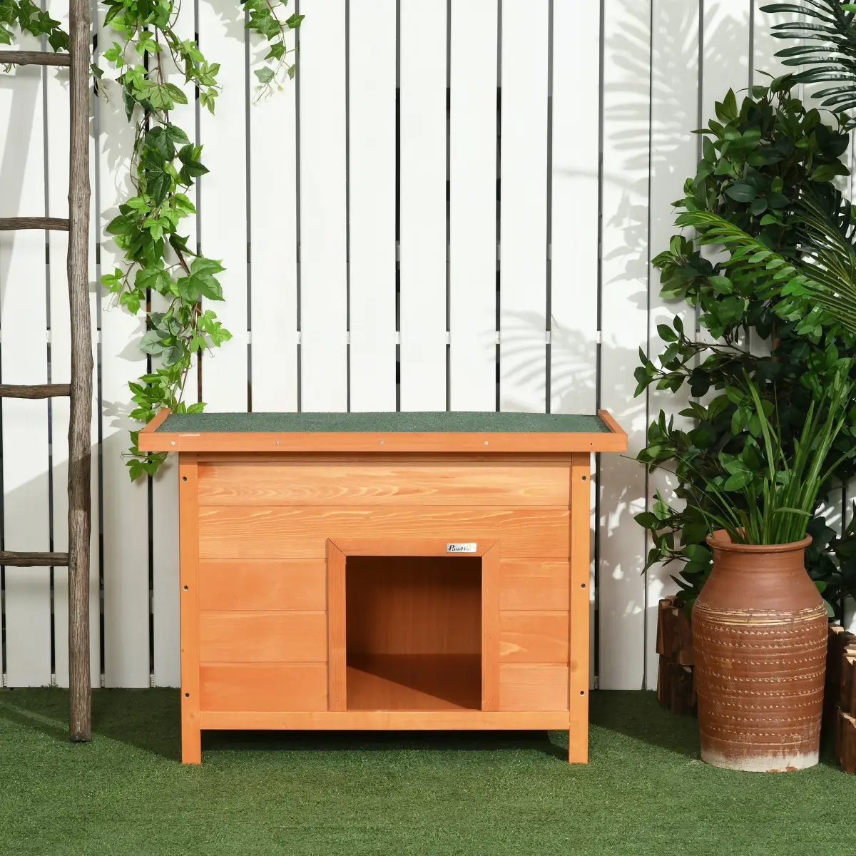 Pawhut 82cm Wooden Dog Kennel House Garden Shelter Backyard Waterproof Pet Supplies - Dog Kennel