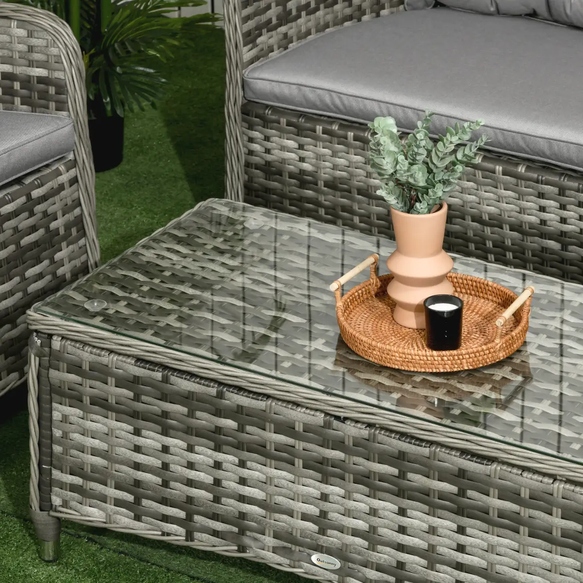 Outsunny Outsunny 4 Pieces Rattan Sofa Set Outdoor Conservatory Furniture with Cushions - Garden Sofa Sets