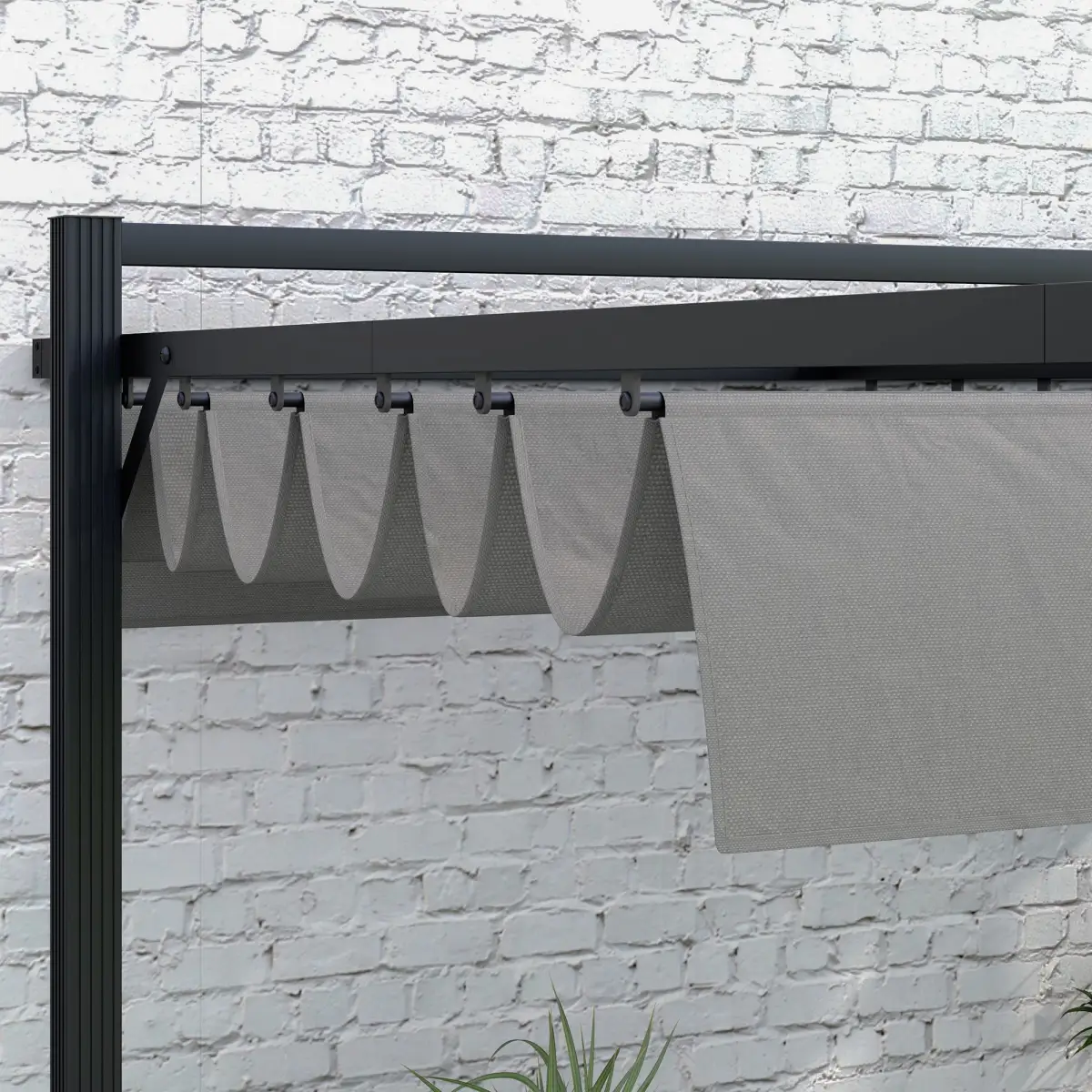 Outsunny Outsunny 3 x 4m Pergola with Retractable Roof and Aluminium Frame, Grey - Gazebos