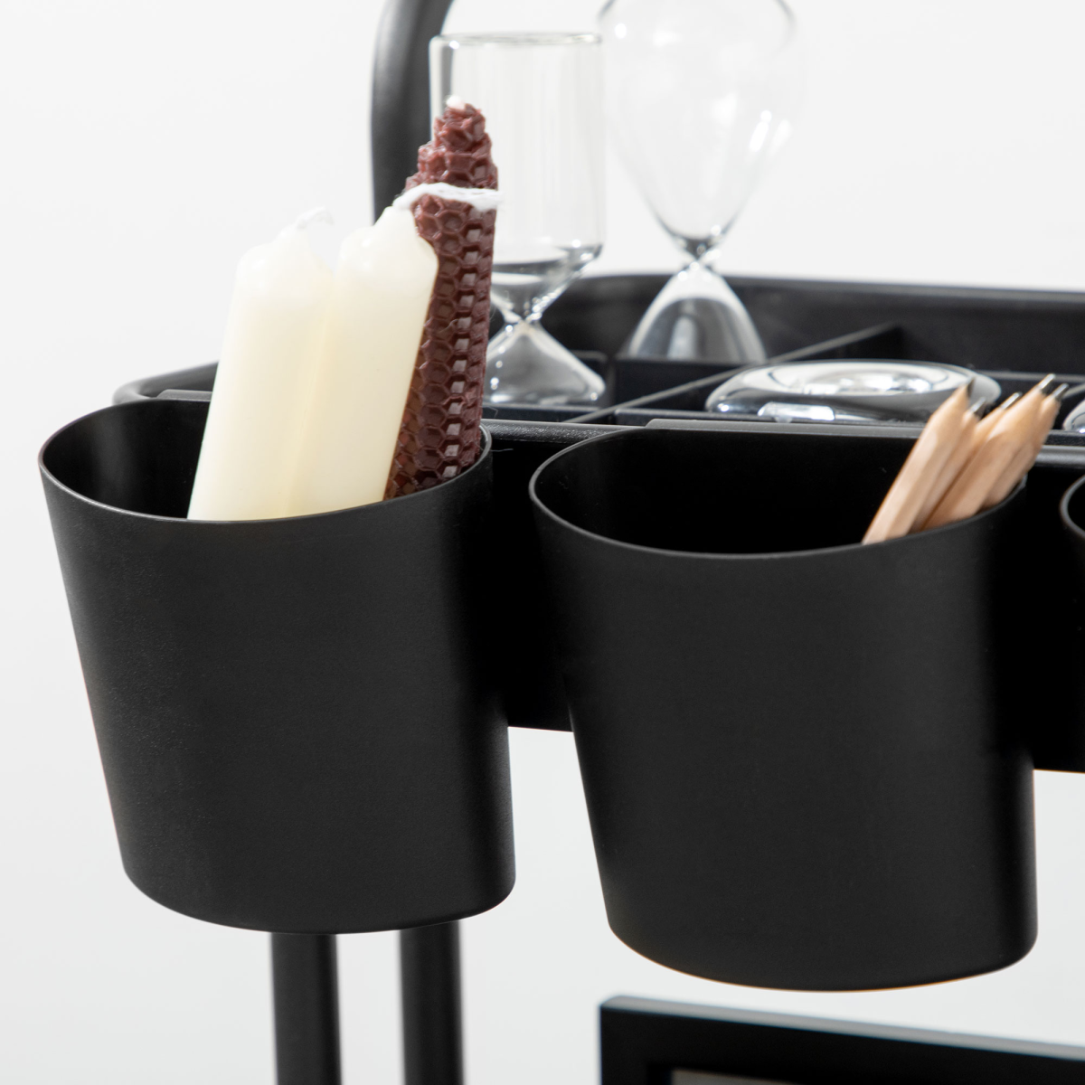 3-Tier Utility Cart, Serving Trolley with Mesh Baskets Removable Boxes, Black - from Unbranded