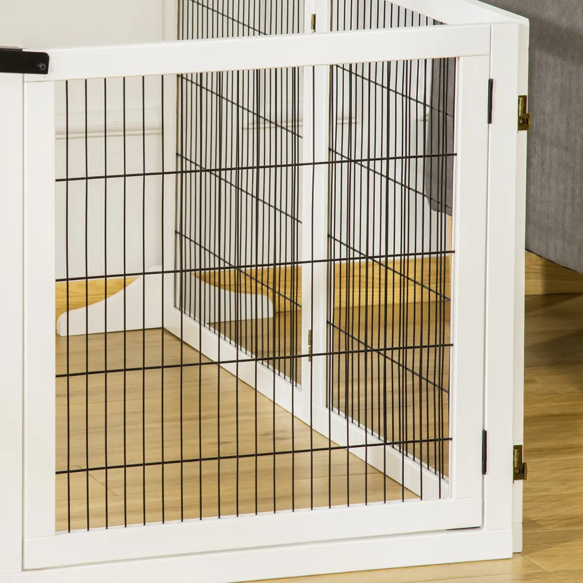 Unbranded Freestanding Pet Dog Gate 6 Panel Foldable Wooden Playpen 432cm Long Pawhut - Pet Gate