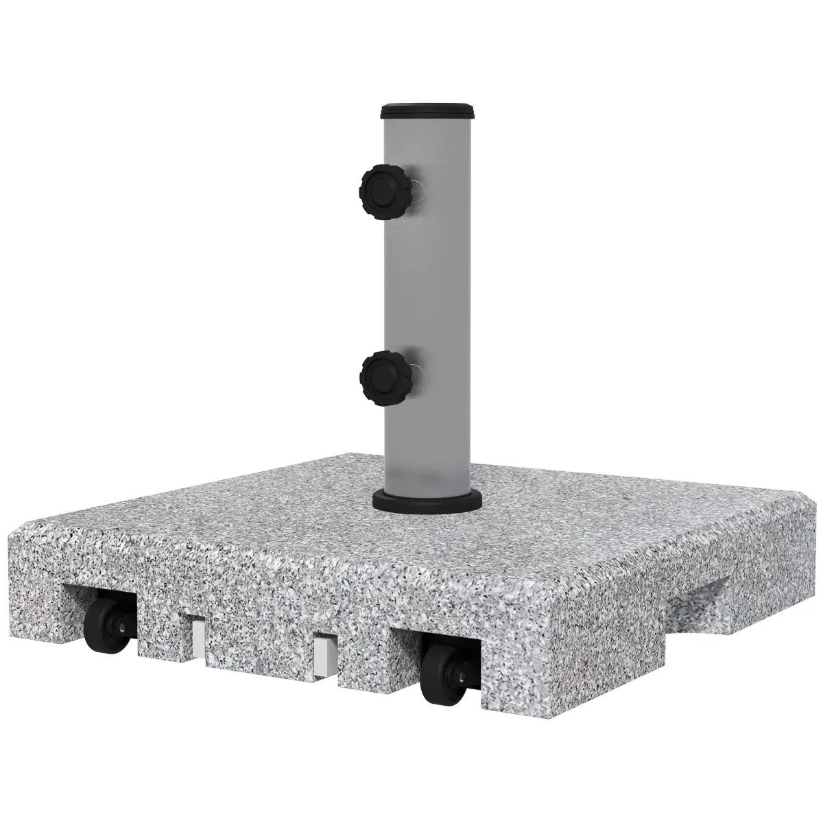 Outsunny Outsunny 28kg Heavy Duty Granite Parasol Base with Wheels, Retractable Handle - Parasol
