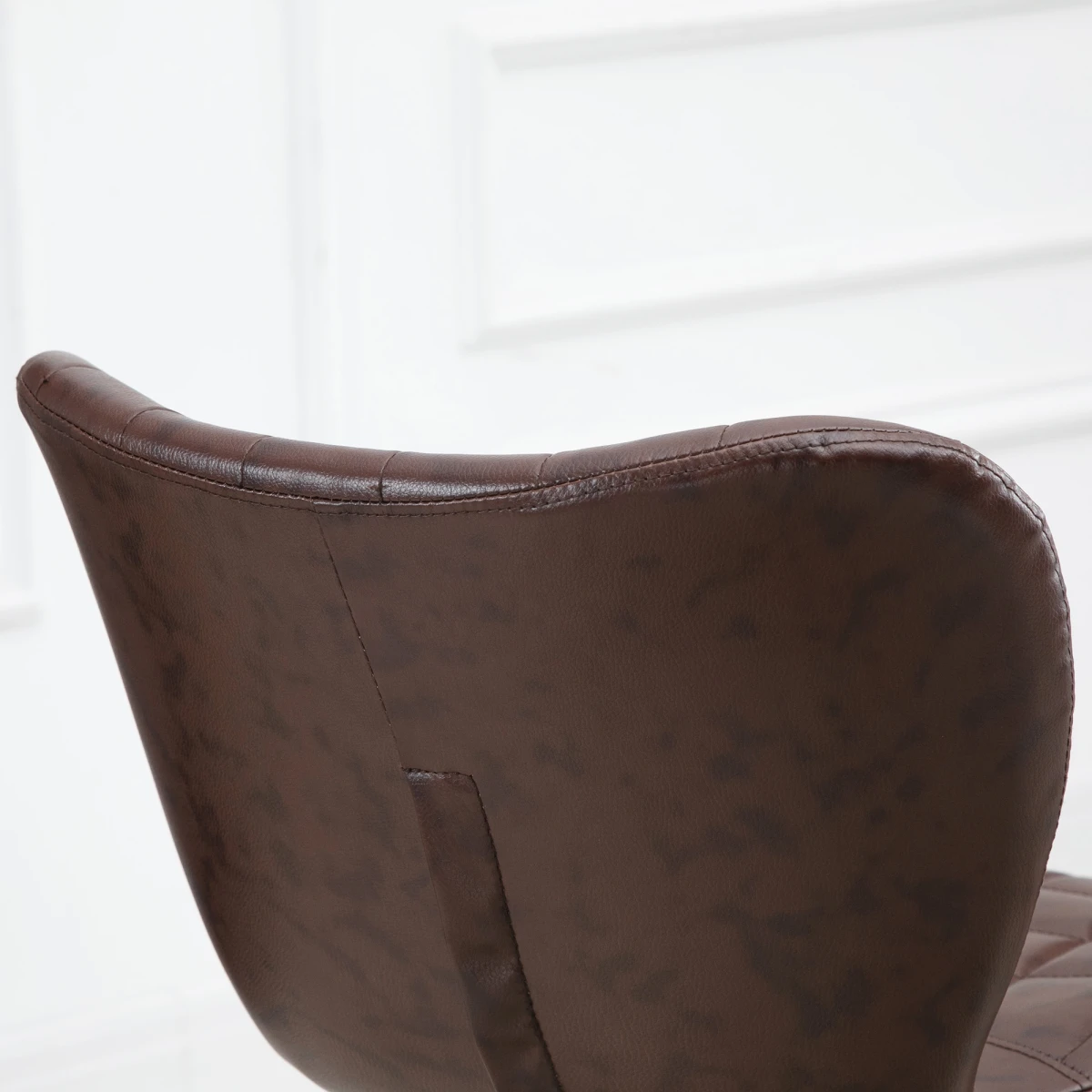 Set of 2 Adjustable Height Swivel Bar Chairs in PU Leather with Backrest Brown by HOMCOM
