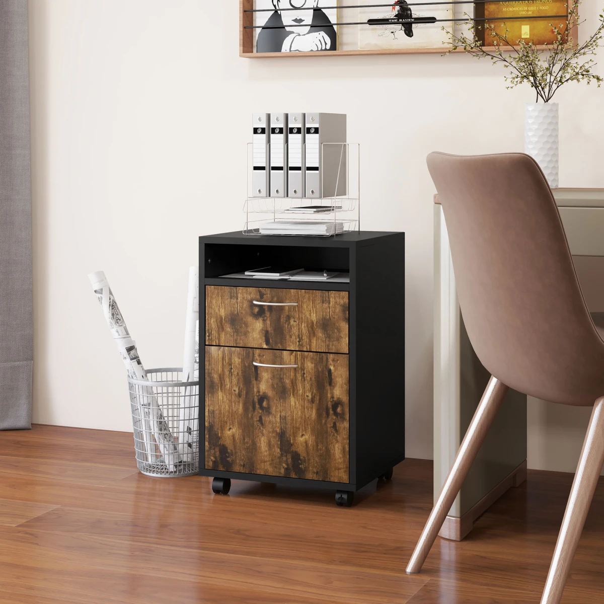 HOMCOM Storage Cabinet 60cm Drawer OpenShelf Home by HOMCOM