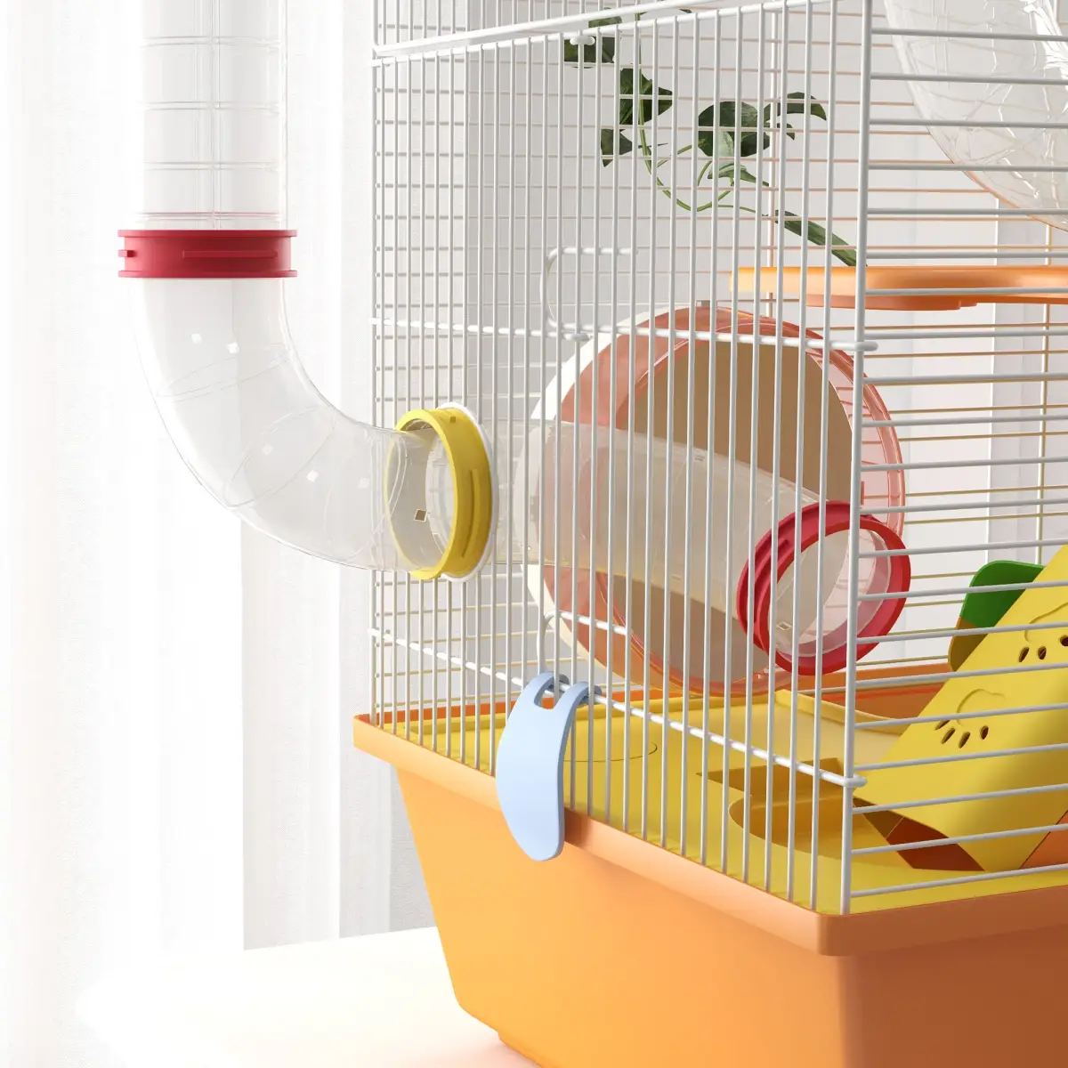 PawHut PawHut Hamster Cage, 3 Tiers Gerbil Cage for Dwarf Hamsters with Tubes, Ladder - Pet Cage