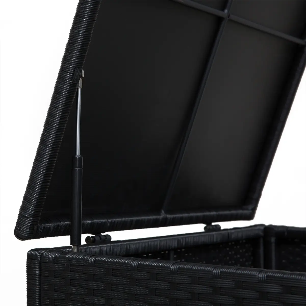 Outsunny 4-Seater Rattan Wicker Garden Patio Sofa Storage & Table Set Black - Garden Sofa Sets