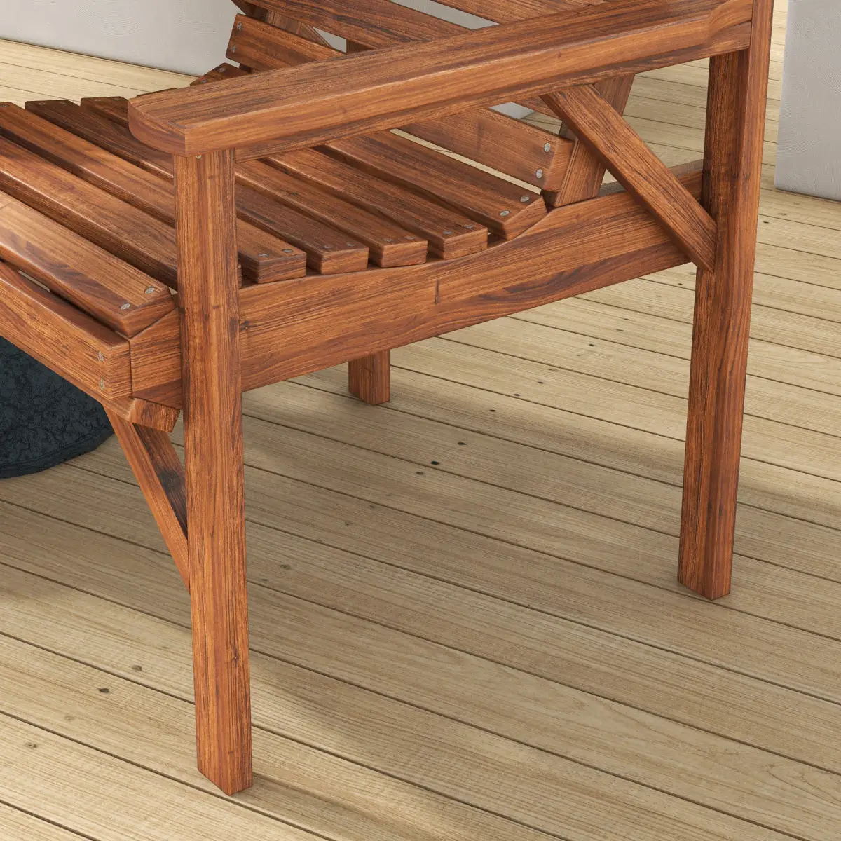 Outsunny Outsunny Wooden Garden Love Seat with Coffee Table Partner Bench Tan Brown - Garden Chairs
