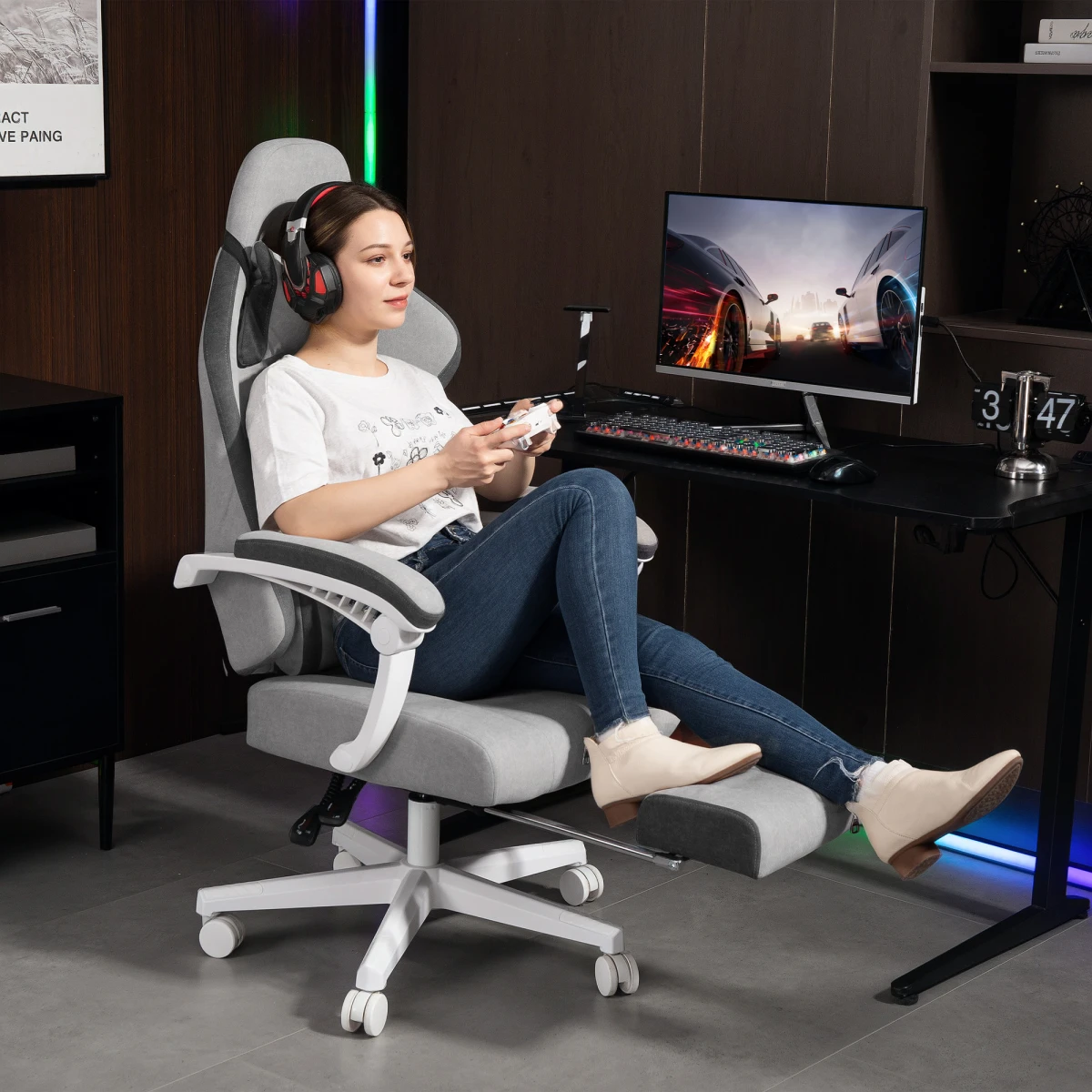 HOMCOM Velvet Computer Recliner 135Deg Home by HOMCOM