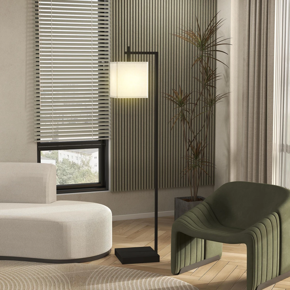 HOMCOM 66 Inch Modern Floor Lamp with 10 Brightness Levels for Living Room by HOMCOM