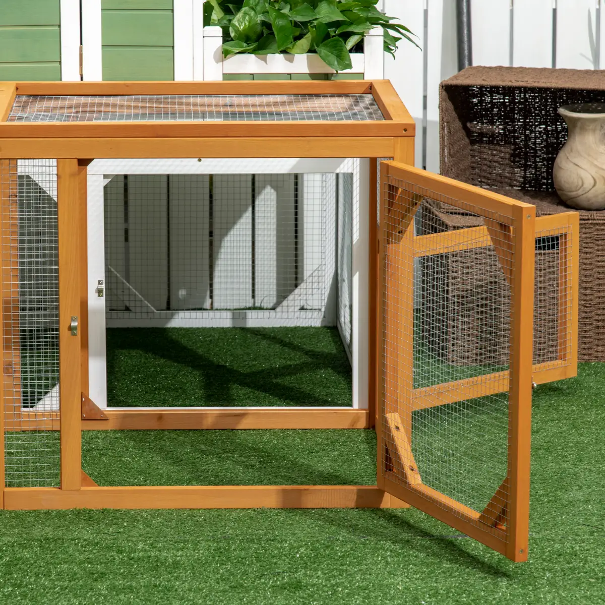 PawHut PawHut Wooden Chicken Coop w/ Perches, Doors, for 2-4 Chickens - Chicken Coop