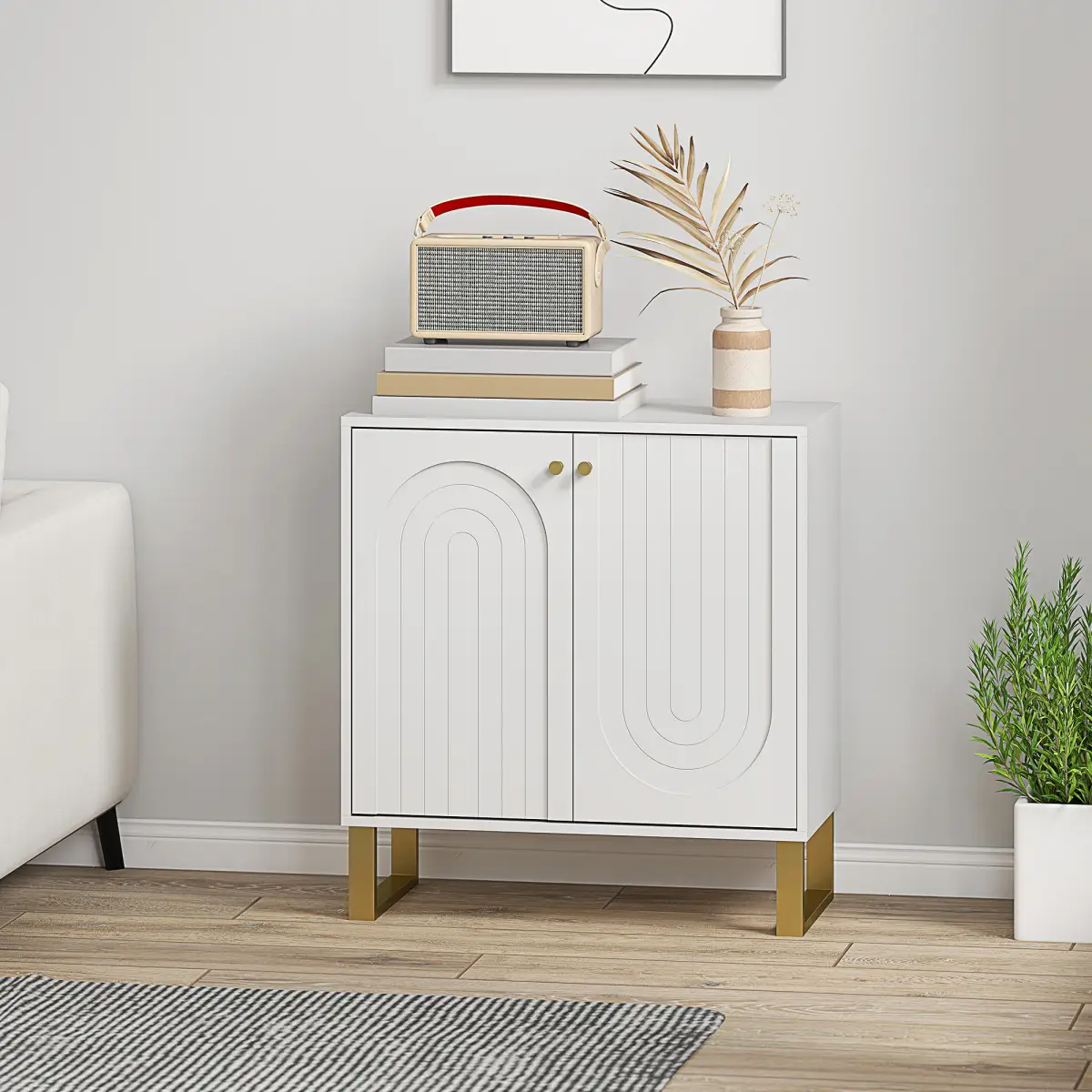 HOMCOM HOMCOM Sideboard with Adjustable Shelves & Doors for Living Room, White - Sideboard