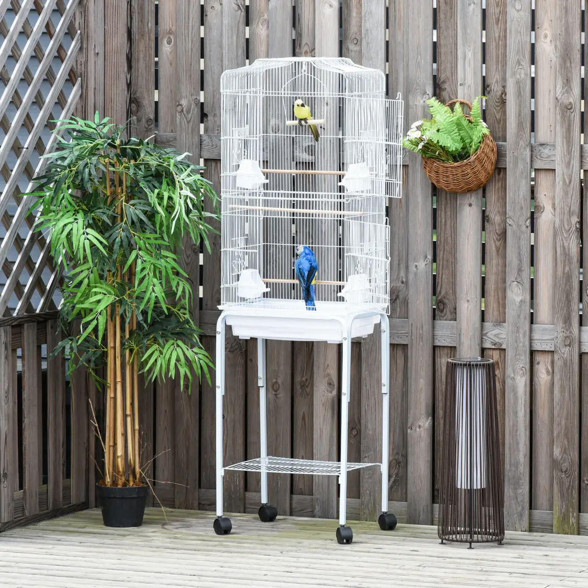 Unbranded Bird Cage for Budgie Finch Canary Parakeet W/ Stand Sliding Tray White Pawhut - Bird Cage