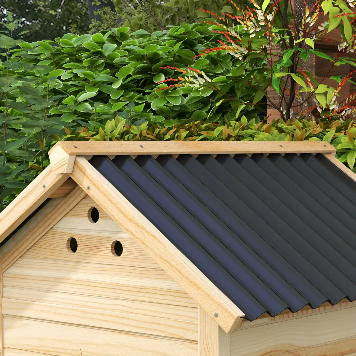 PawHut PawHut Wooden Duck House, Poultry Coop with Double Doors, Openable Roof - Chicken Coop