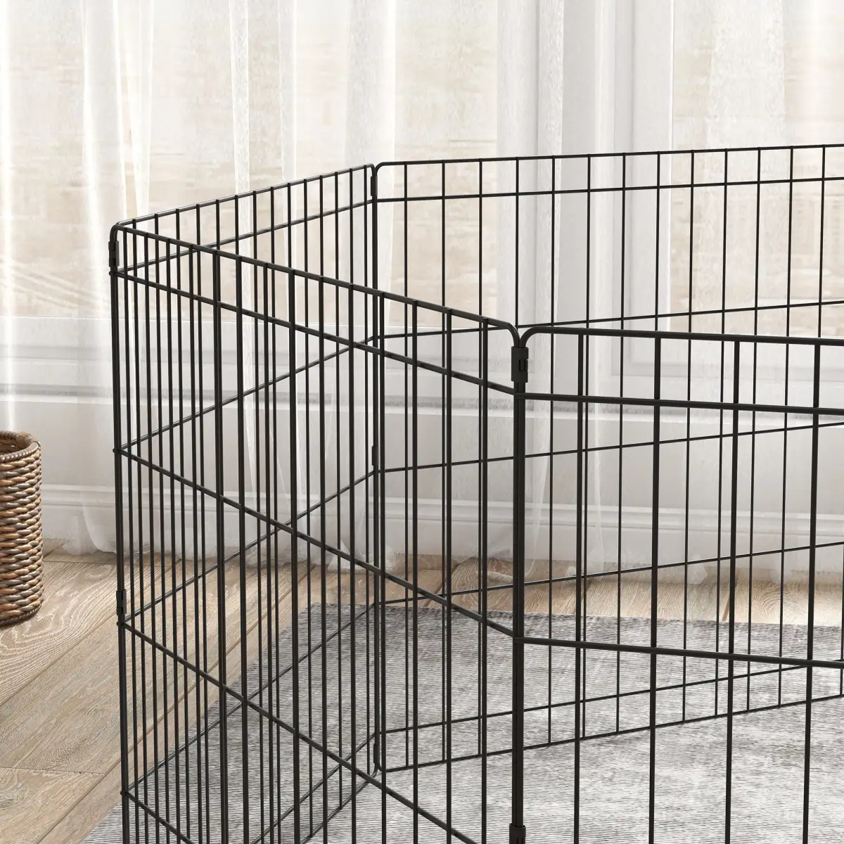 PawHut PawHut 24" Pet Dog Playpen, Puppy Cage, Eight-Panel Metal Fence, Run, Garden - Pet Playpen