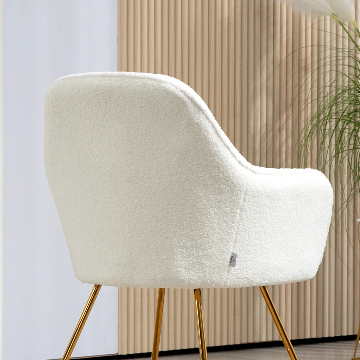 HOMCOM Accent Chair Set 2 Compact Cream Cashmere Gold Legs by HOMCOM