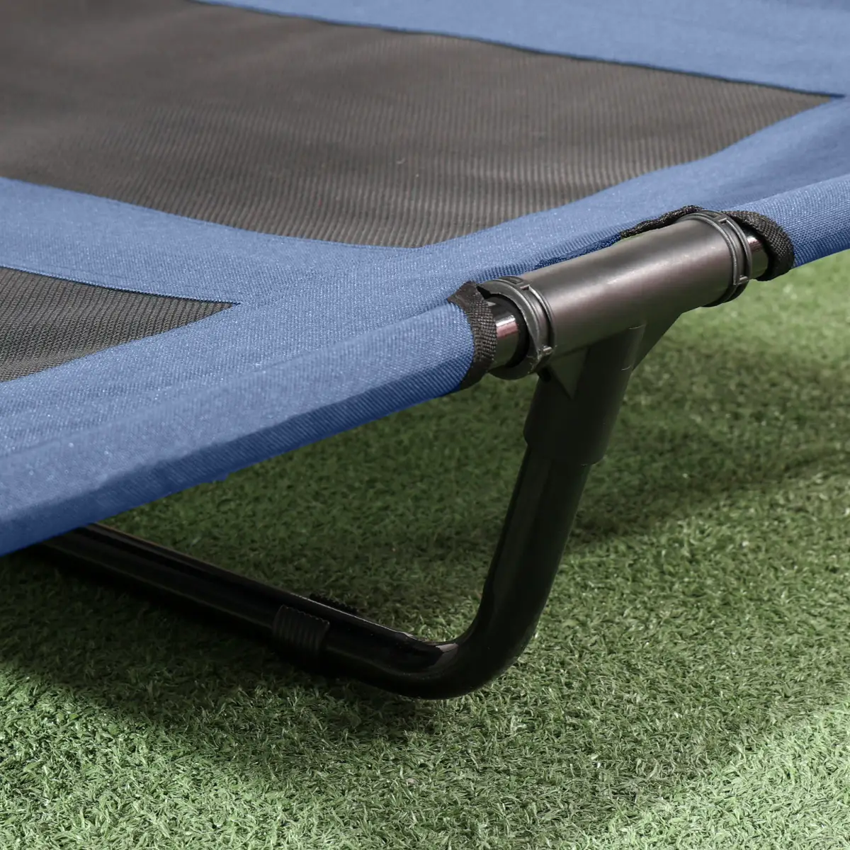 PawHut PawHut 92cm Elevated Dog Bed Cooling Raised Pet Cot UV Protection Canopy Blue - Dog Beds