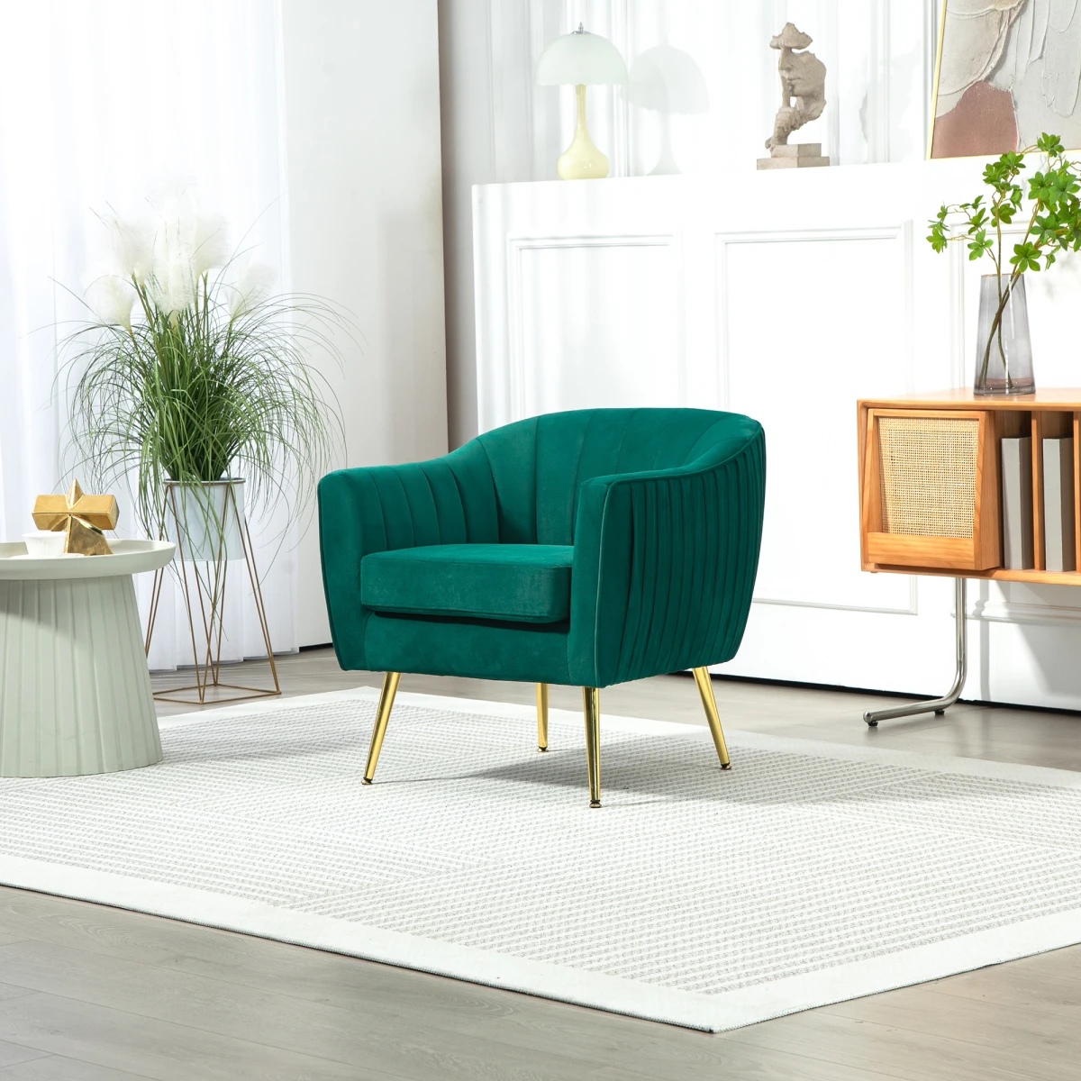 Deluxe Velvet Arm Chair Single Compact Gold Leg Living Room by HOMCOM