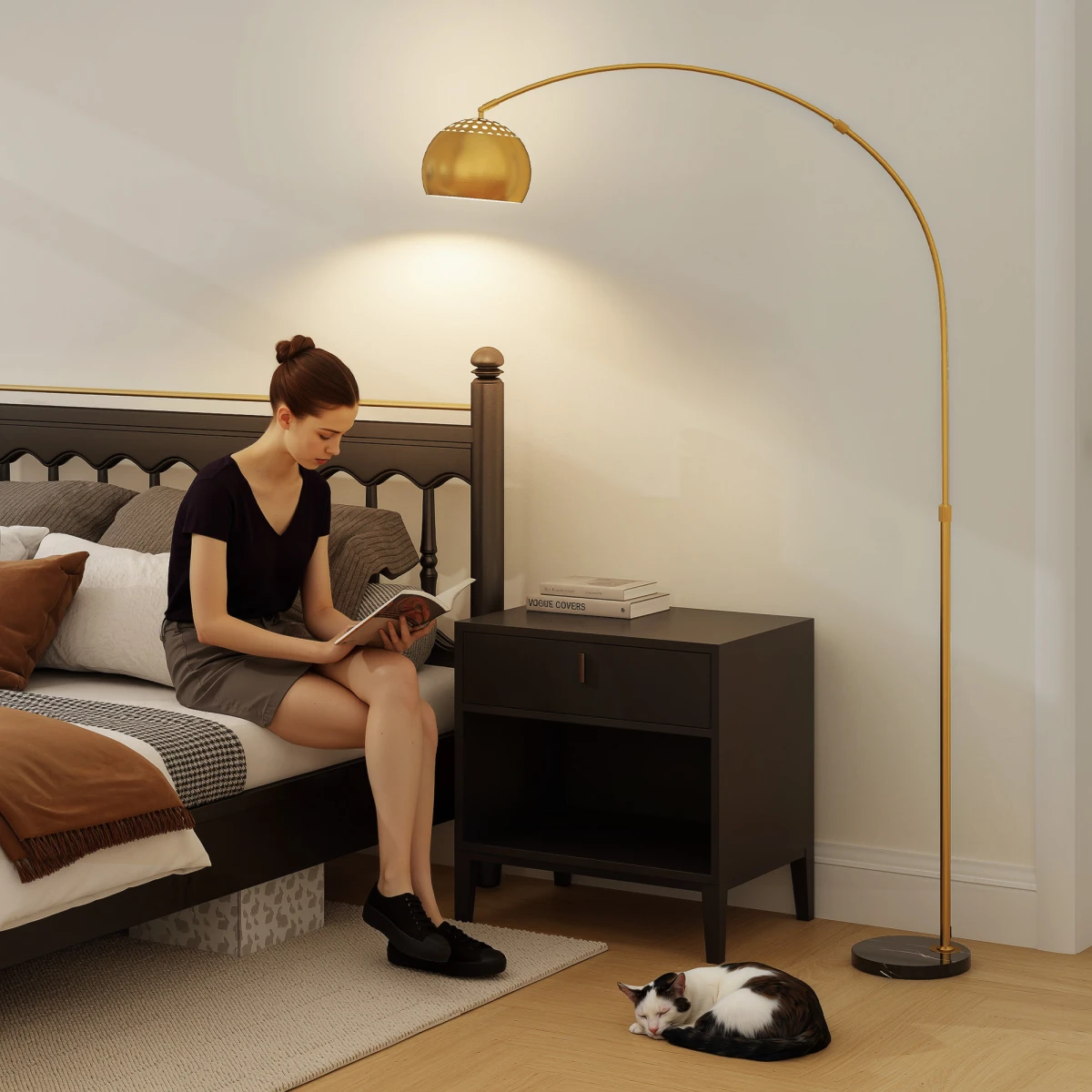 HOMCOM Arc Floor Lamp 60 Inches Flexible Design for Living Room by HOMCOM