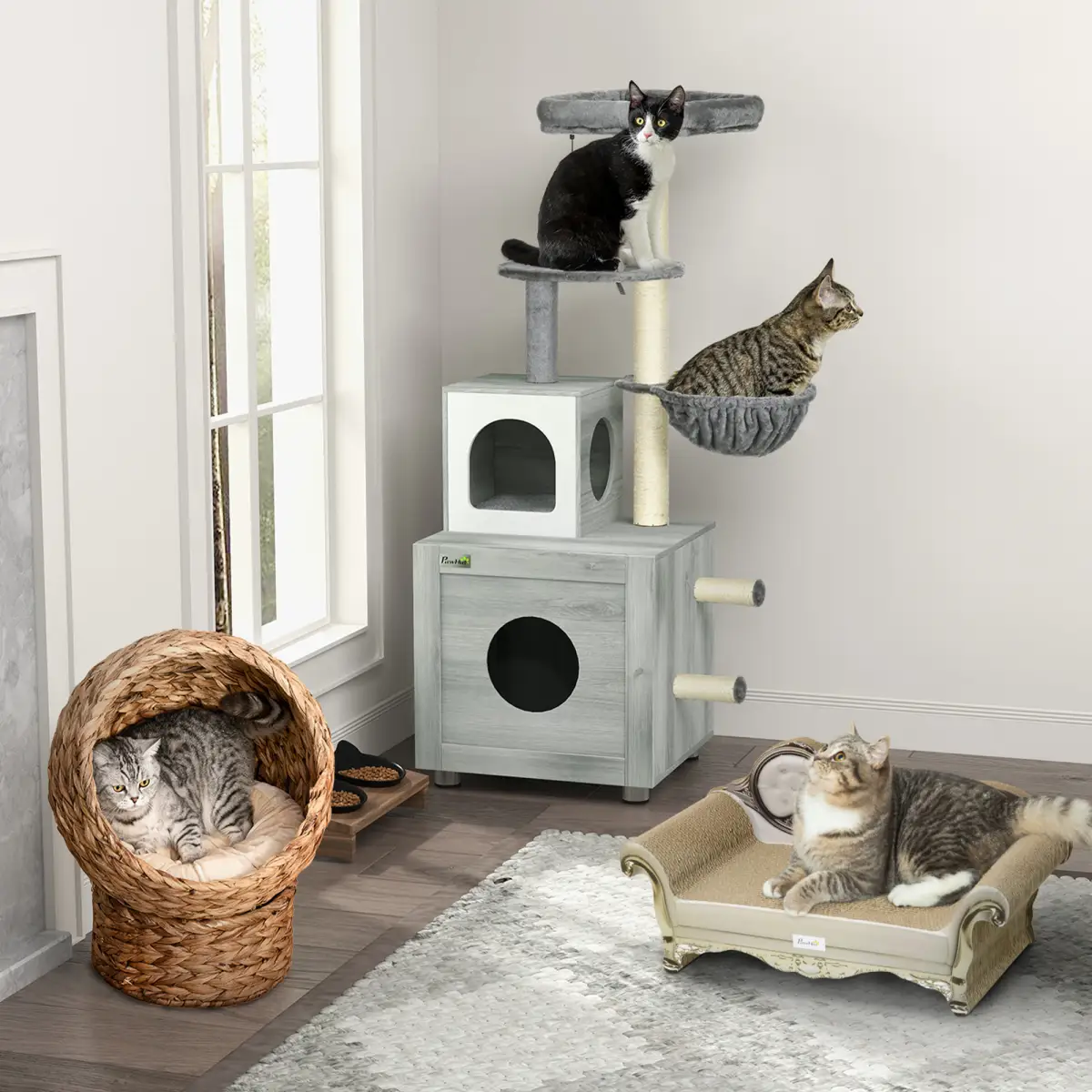 Unbranded Cat Scratching Bed Pet Scratcher Modern Furniture w/ Catnip - Brown Pawhut - Cat Beds