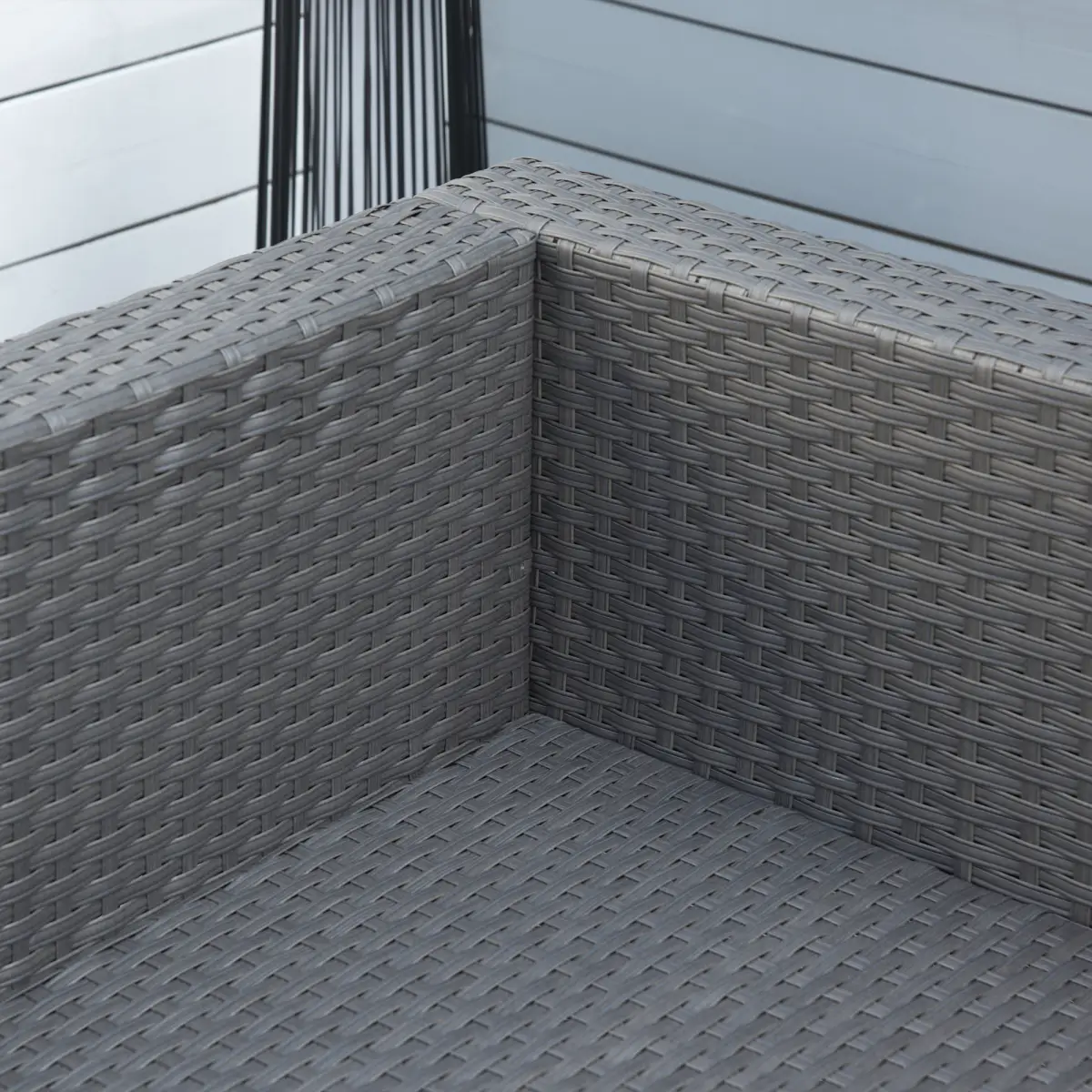 Outsunny 10 Pcs Rattan Sofa Set-Grey/Dusty Blue Cushion - Garden Sofa Sets