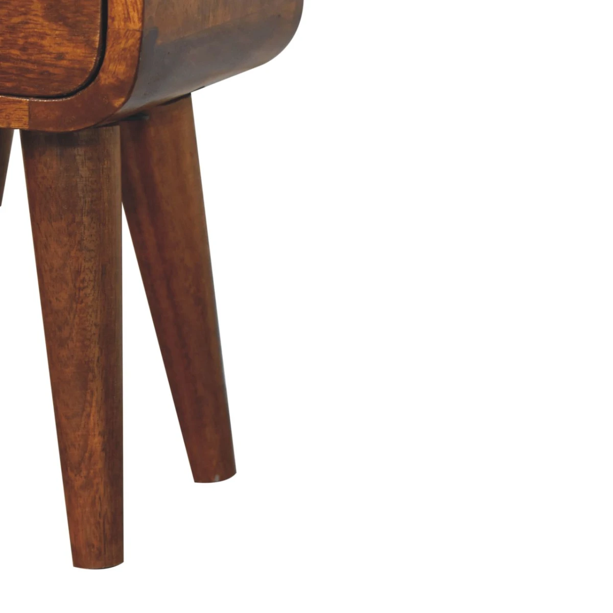 Artisan Bedside Table Mini Curved Mango Wood One Drawer Chestnut Finish For Small Bedrooms by Artisan Furniture