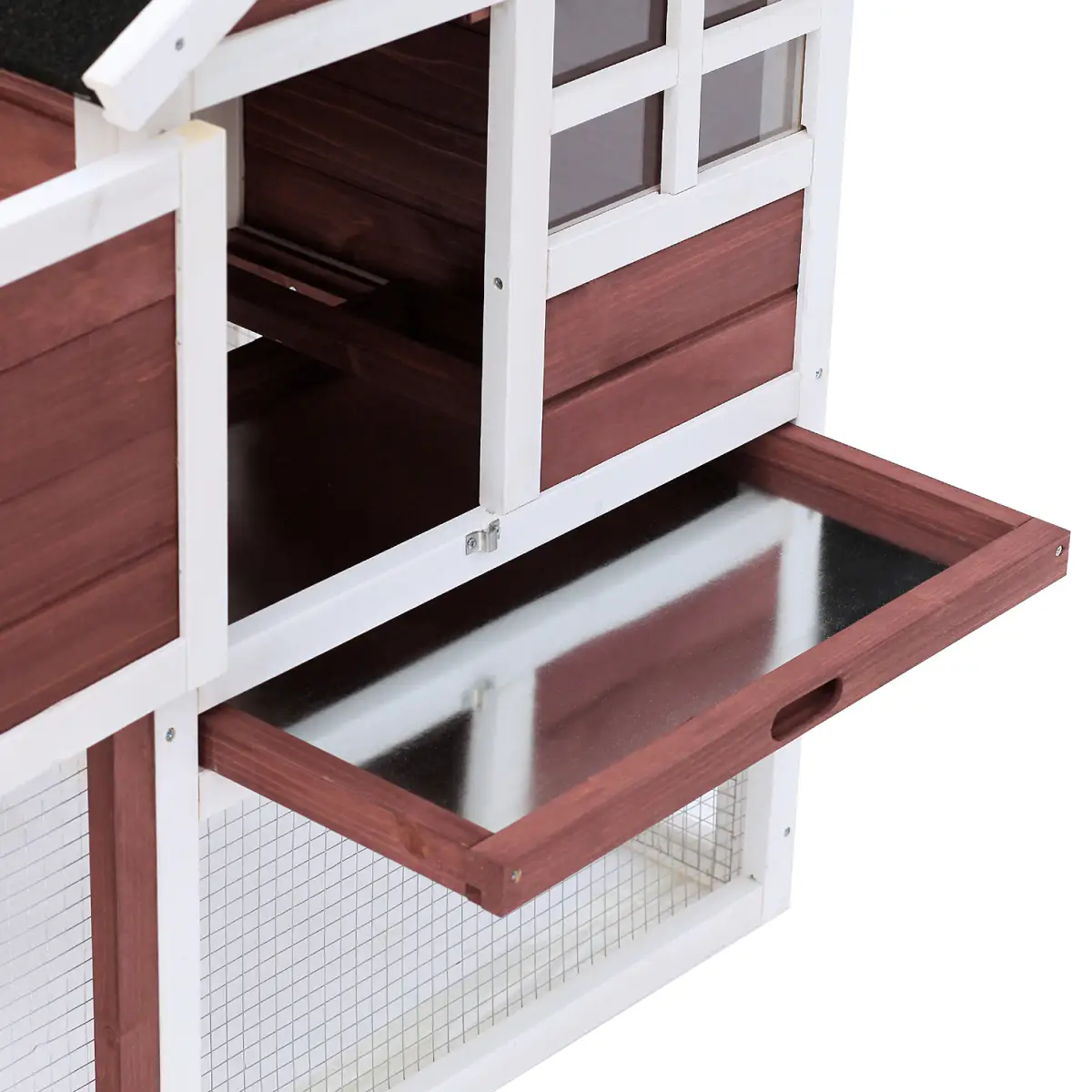 Pawhut 122cm Rabbit Hutch Cage Bunny House Wooden Habitat Pet Small Animal w/ Tray Ramp - Rabbit Hutch