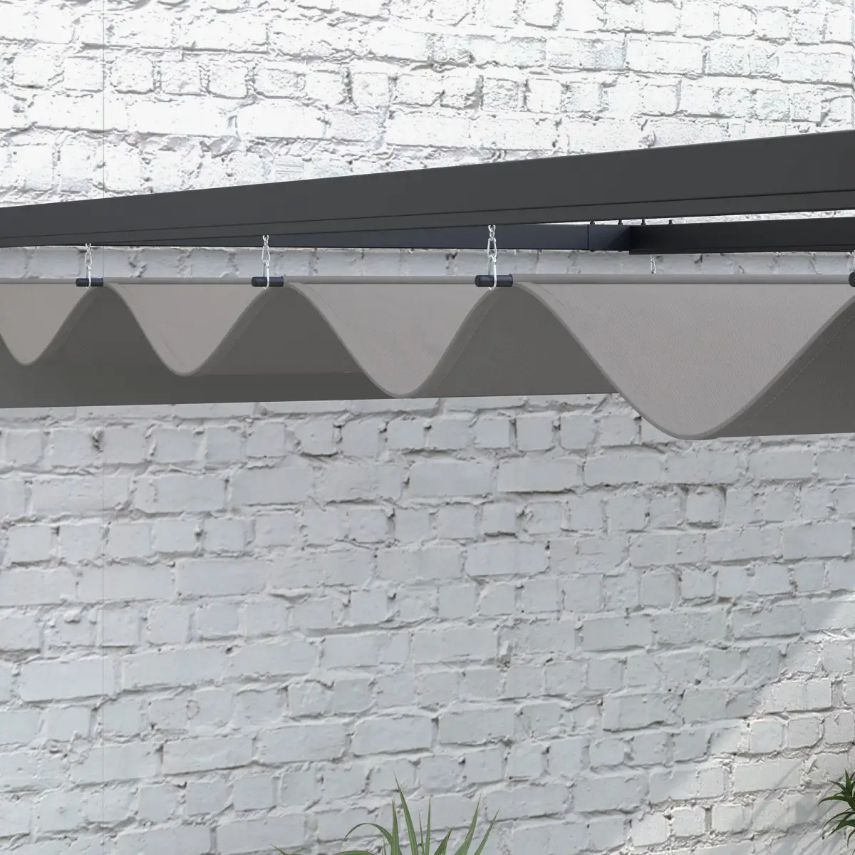 Outsunny Outsunny 3 x 4m Wall Mounted Pergola with Retractable Sun Shade Canopy - Gazebos