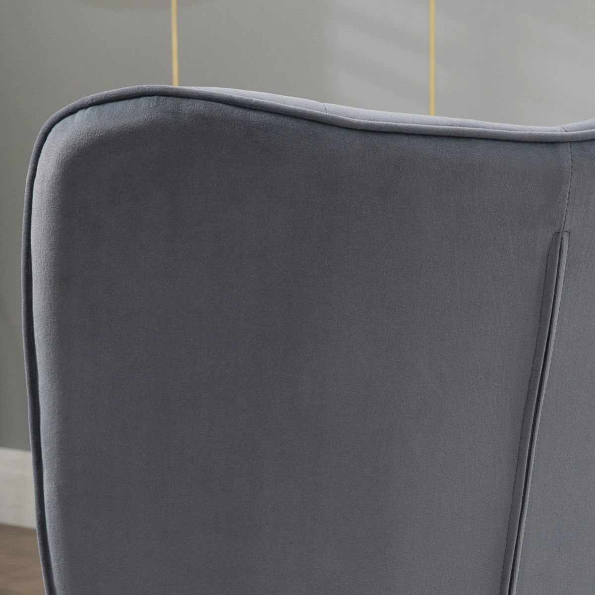 HOMCOM Armchair Footstool Button Tufted Gold Legs by HOMCOM
