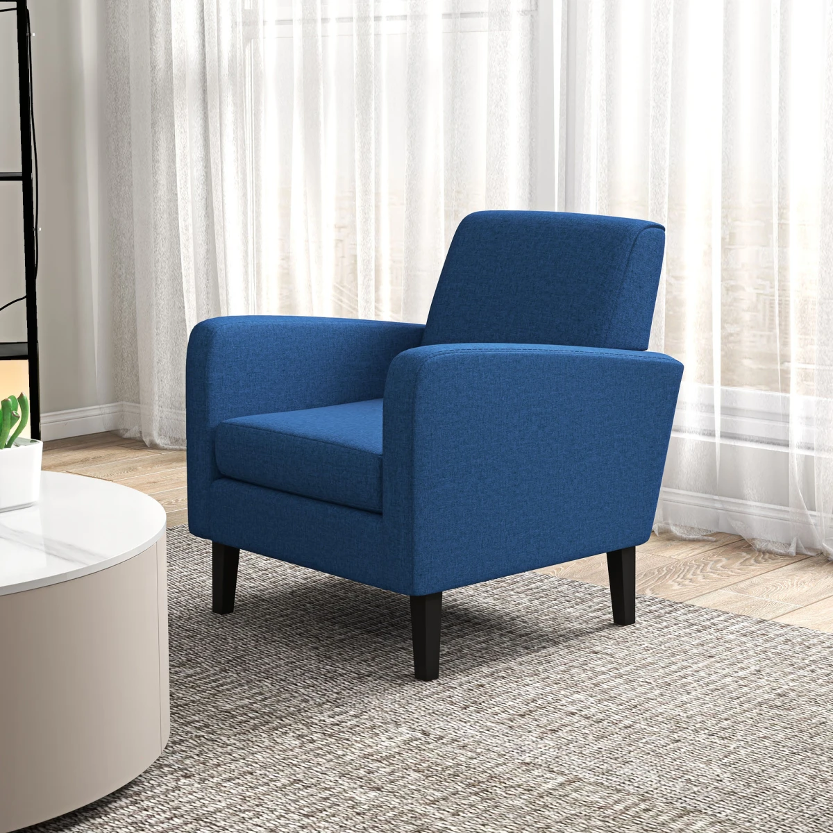 HOMCOM HOMCOM Armchair Compact With Rubber Wood Legs Bedroom Blue - Armchair