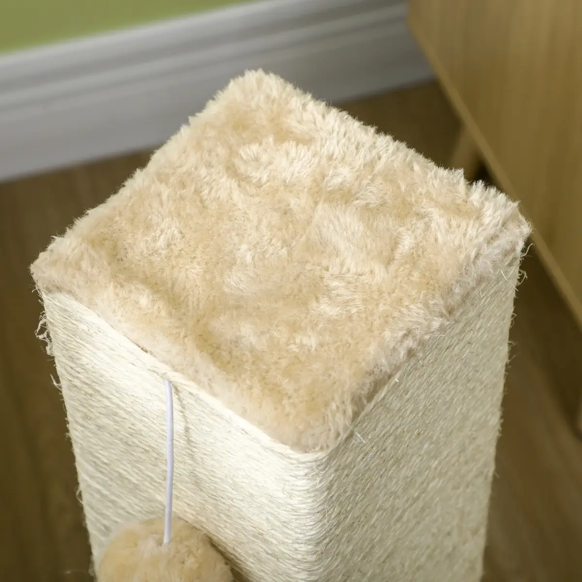 PawHut PawHut Cat Scratching Post Scratcher Climber w/ Carpet Base Hanging Toy - Beige - Cat Tree