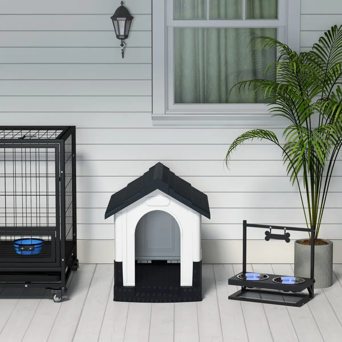 PawHut PawHut Dog Kennel for Outside, for XS Dogs, 64.5 x 57 x 66cm, Grey - Dog Kennel