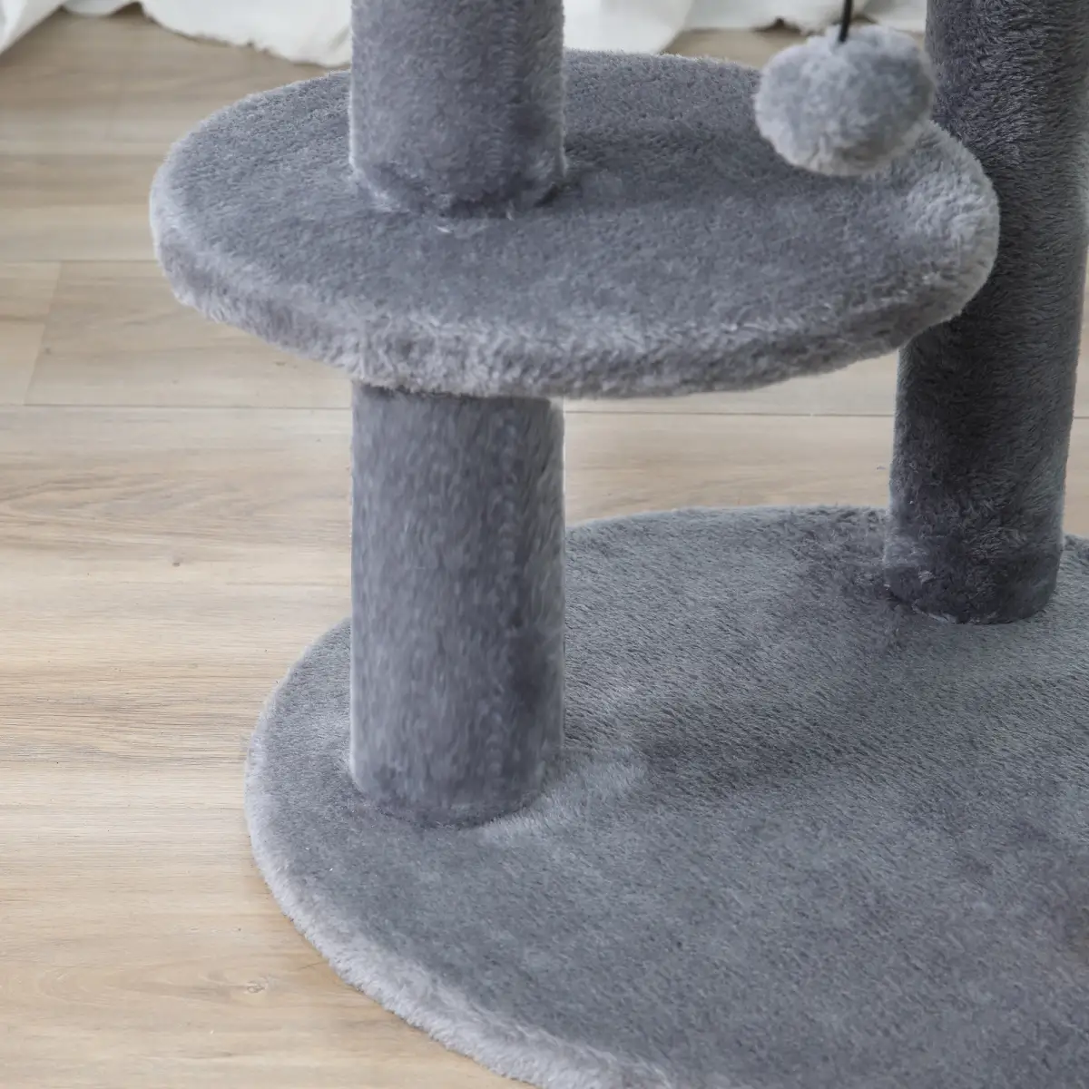 Pawhut 104cm Deluxe Cat Activity Tree w/ Scratching Posts Ear Perch House - Grey - Cat Tree