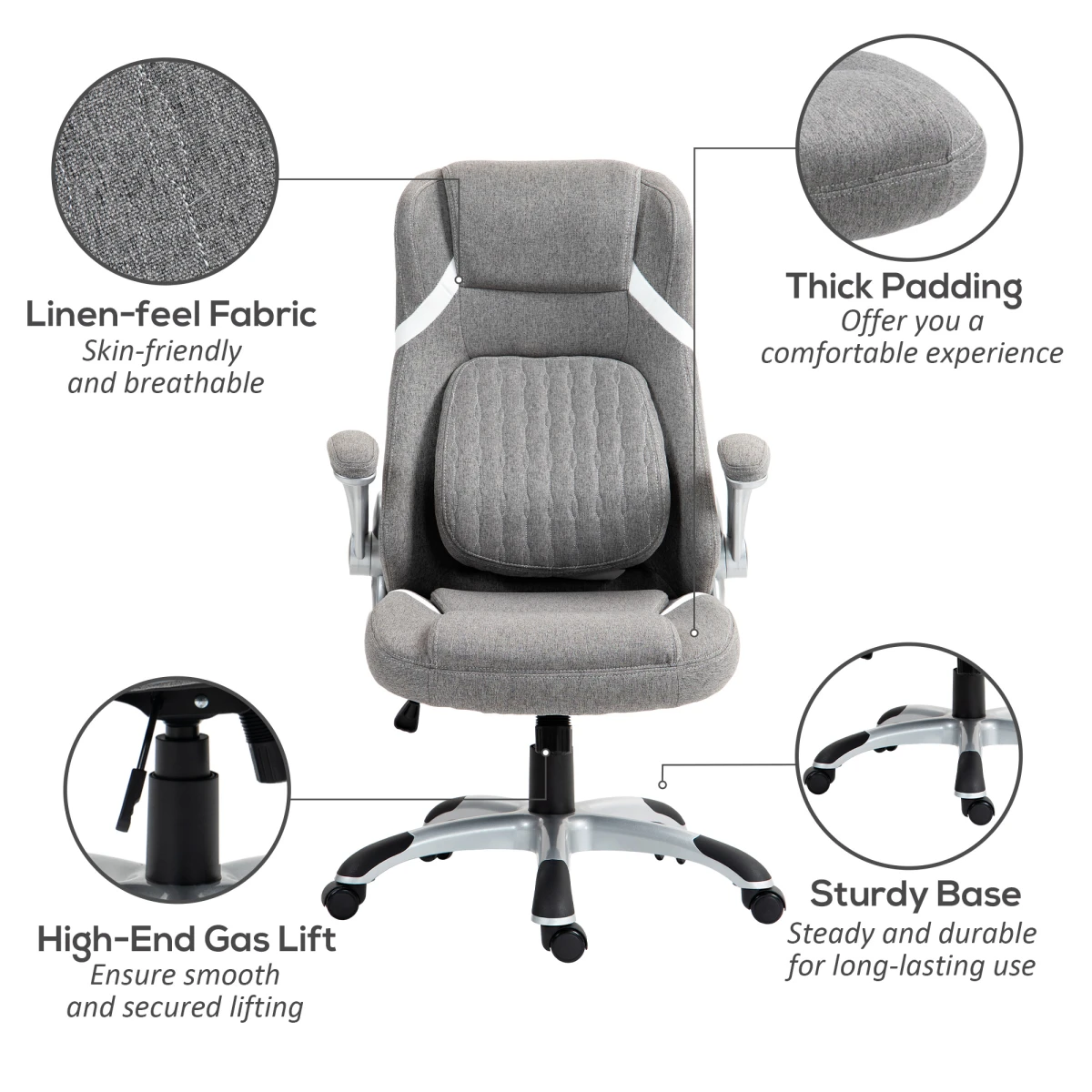 Vinsetto Vinsetto Office Chair 44-52cm Tilt Home Office - Office Chair