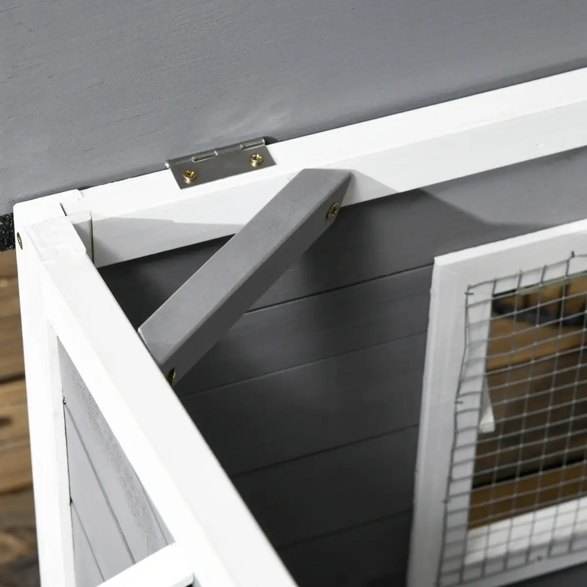 PawHut PawHut Wooden Dog Kennel for Outside 97L x 72W x 65Hcm, Grey - Dog Kennel
