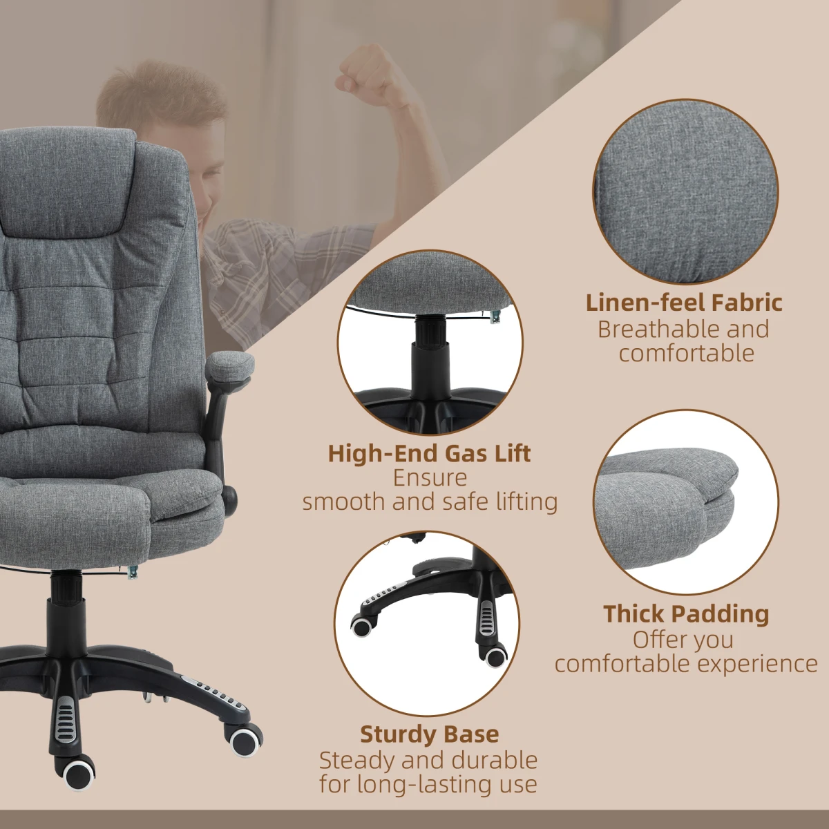 Premium Executive Recliner Full-Size Six-Point Heated Massage Chair With Headrest For Office by Unbranded