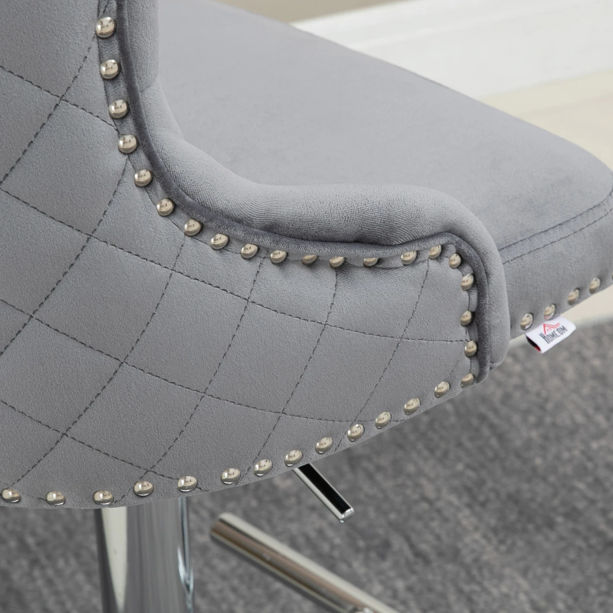 HOMCOM Adjustable Bar Stools Set of 2, Swivel Bar Chairs w/ Back Footrest, Grey by HOMCOM