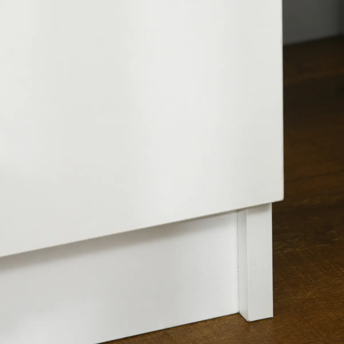 HOMCOM HOMCOM White Bedside Table, High Gloss Front Nightstand w/ LED Light, 2 Drawers - Bedside Table