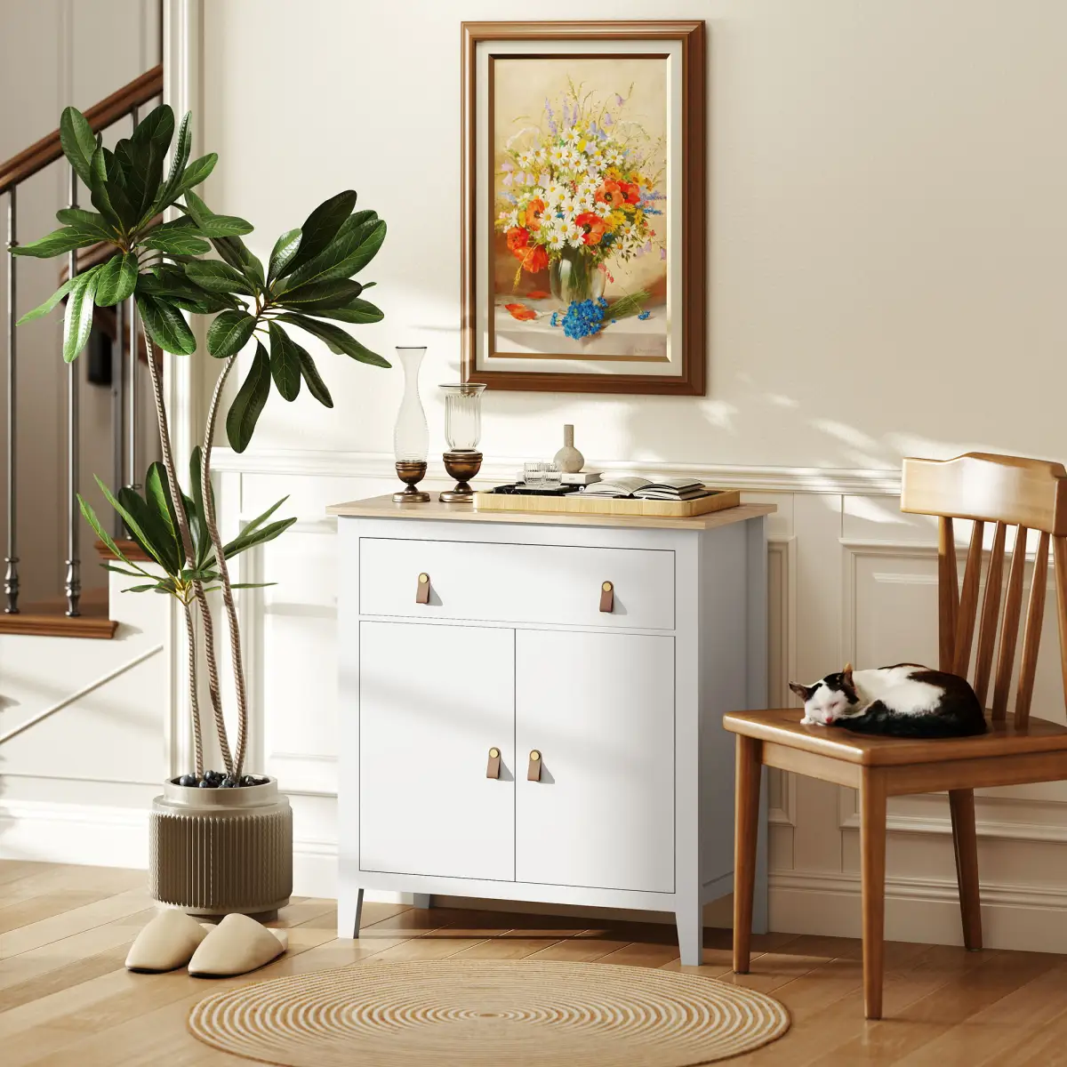 HOMCOM HOMCOM Sideboard with Drawer, Adjustable Shelf for Living Room, White - Sideboard