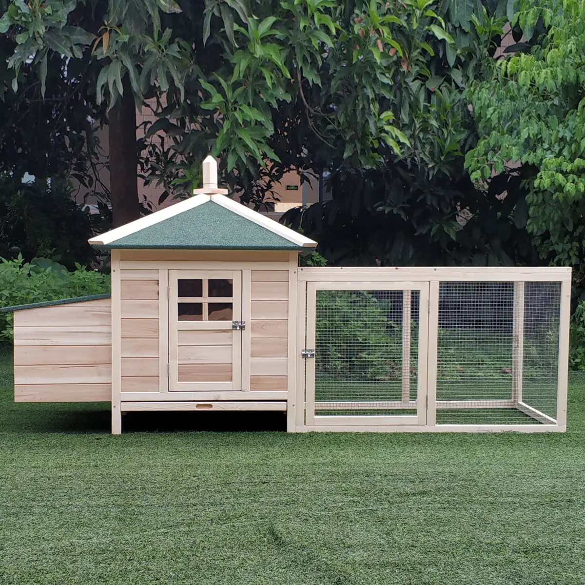 Pawhut Chicken Coop Small Animal Pet Cage w/ Nesting Box Outdoor Run Backyard Wooden - Chicken Coop
