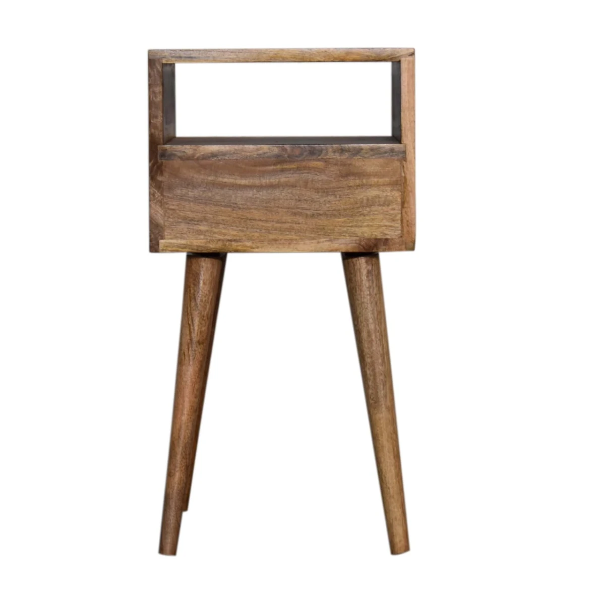 Artisan Furniture Artisan Nightstand Compact Mango Wood Navy Hand Painted Drawer Open Shelf Bedroom Decor And Storage - Bedside Table