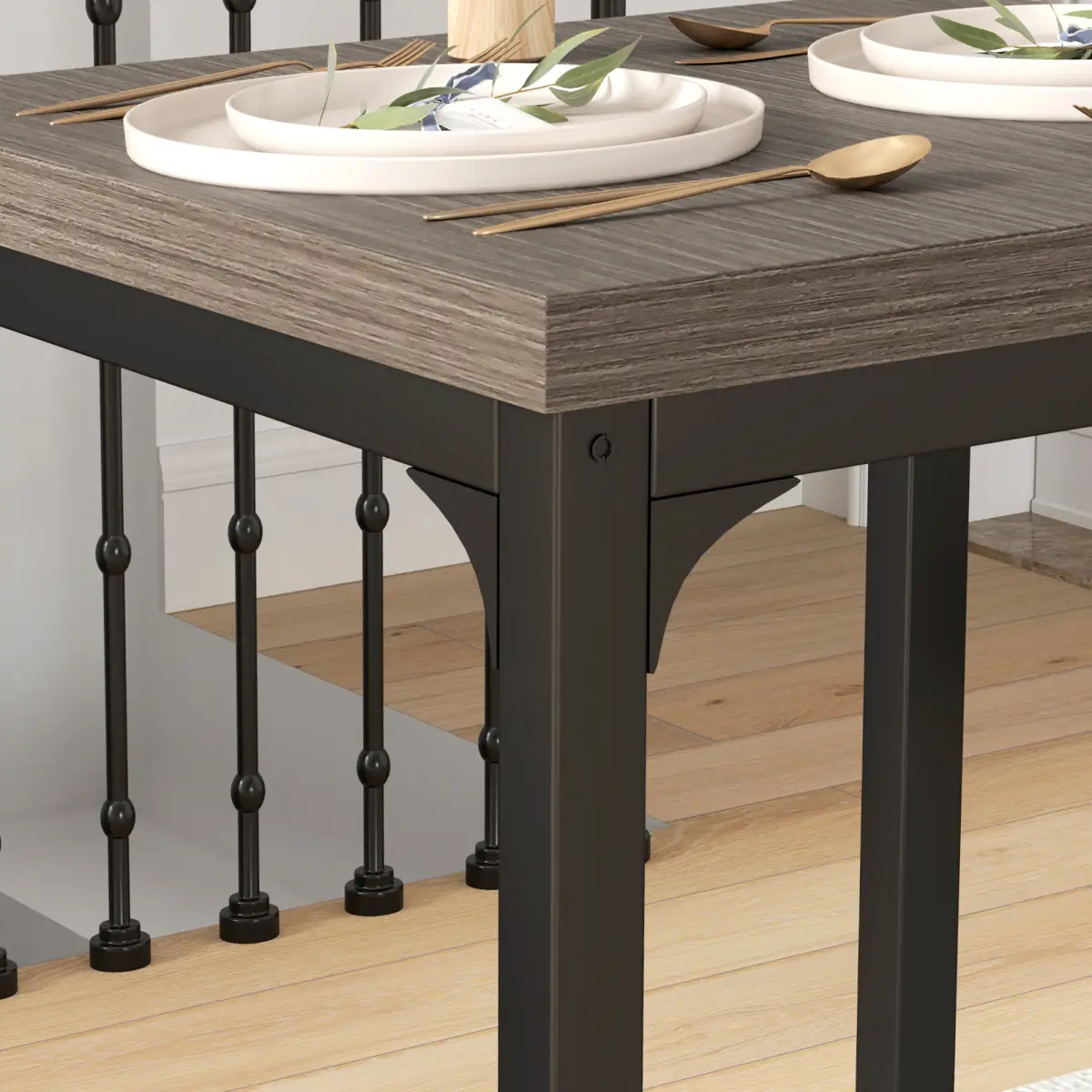 HOMCOM HOMCOM 3 Pcs Compact Dining Table 2 Chairs Set Grey Wood Grain - Dining Set