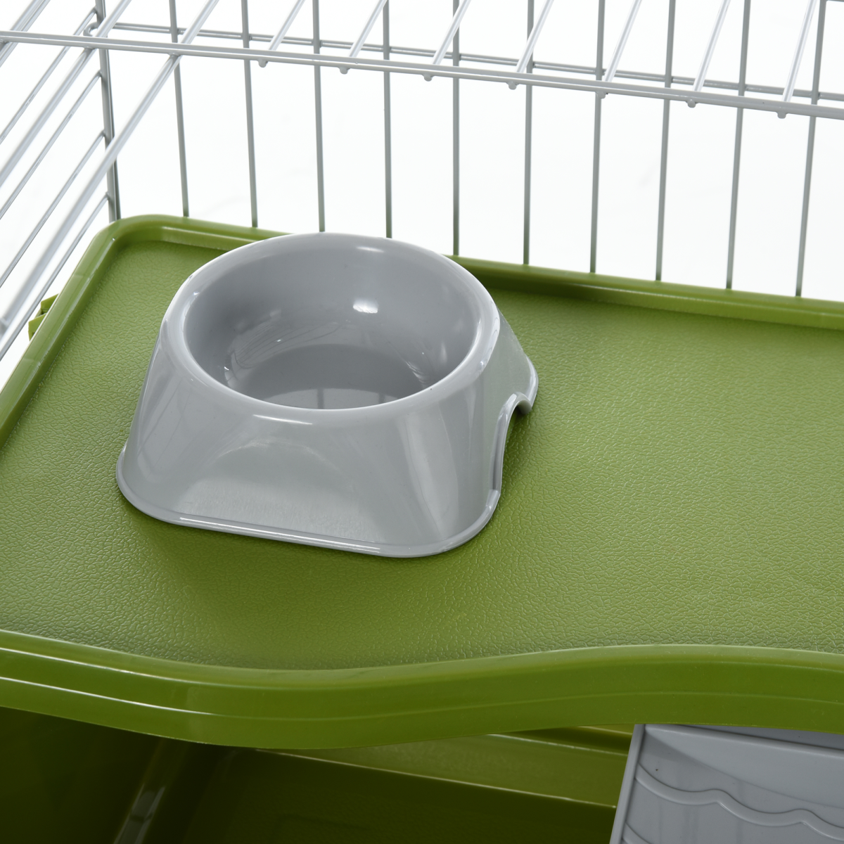 89cm Small Animal Home Cage for Rabbit Ferret Chinchilla w/ Wheels Green - from Pawhut