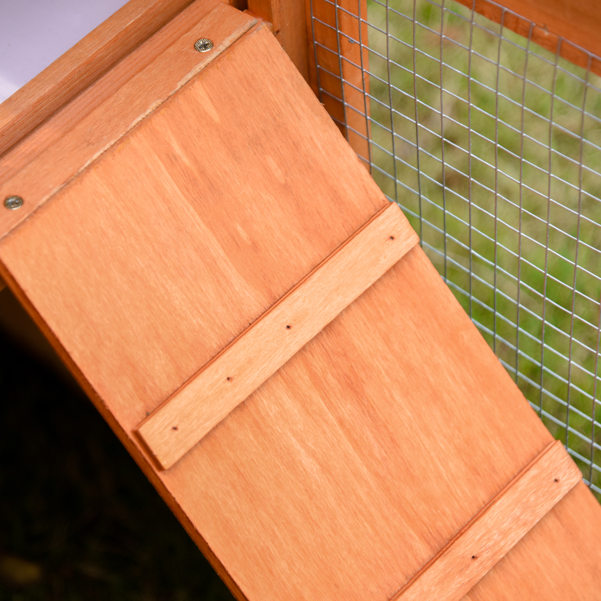 Deluxe Fir Wood Rabbit Hutch 2-Tier Metal Guinea Pig Small Animal House Pawhut - from Unbranded