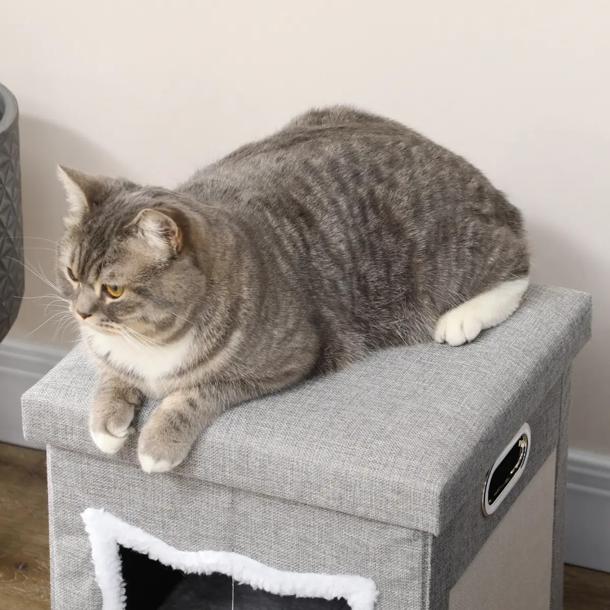 PawHut PawHut 2 in 1 Cat Bed Ottoman w/ Removable Cushion, Handles, Scratching Pad - Cat Beds