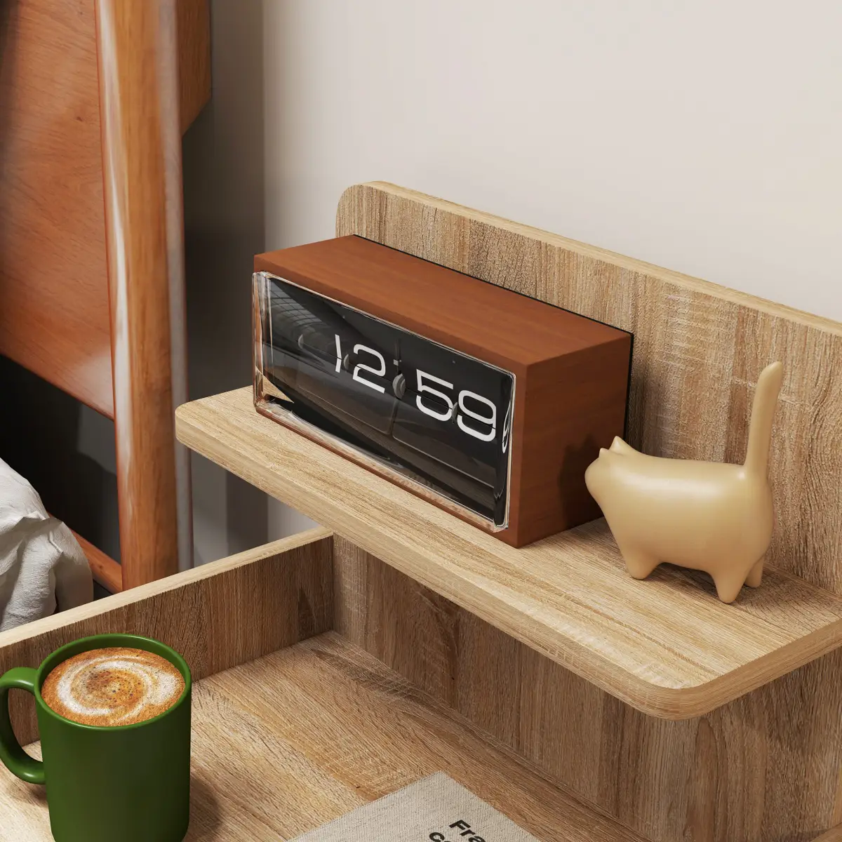 HOMCOM HOMCOM Bedside Table with Drawer for Bedroom, Living Room, Natural Wood Effect - Bedside Table