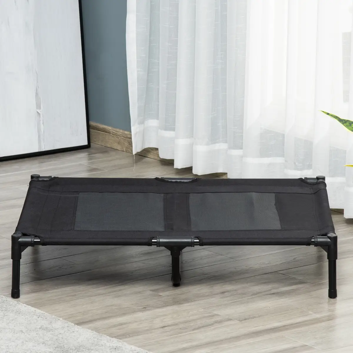 PawHut PawHut Large Pet Cot Portable Dog Cat Sleep Bed Elevated Camping Outdoor Black - Dog Beds