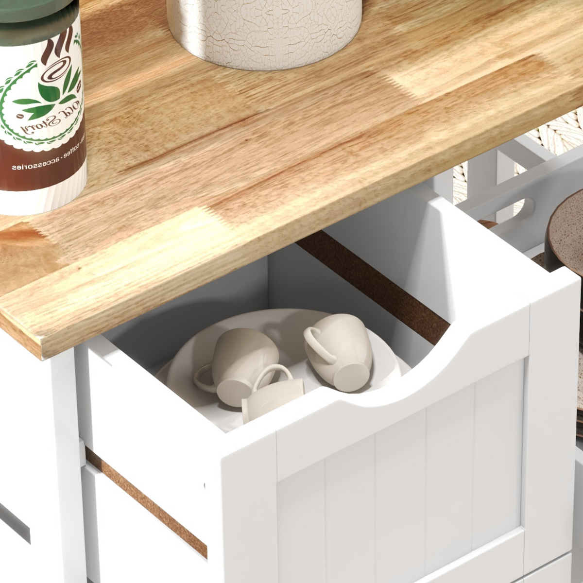 HOMCOM Rolling Kitchen Island Cart, Bar Serving Cart, Compact Trolley White - from HOMCOM