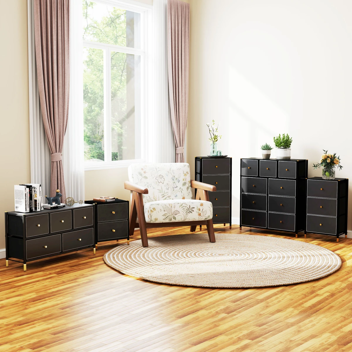 HOMCOM Nightstand PU Leather Two Drawer Bedroom by HOMCOM