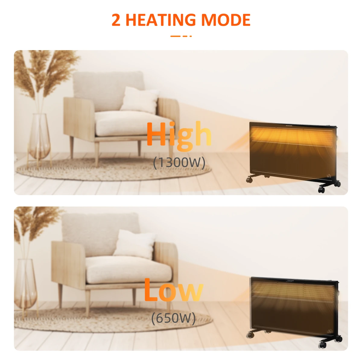 HOMCOM Convector Heater Compact TipOver Safe Home - Radiator