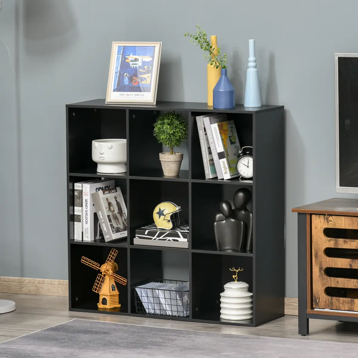 Unbranded 9 Cube Storage Cabinet Bookcase Bookshelf Home Office Shelf, Black - Bookcase